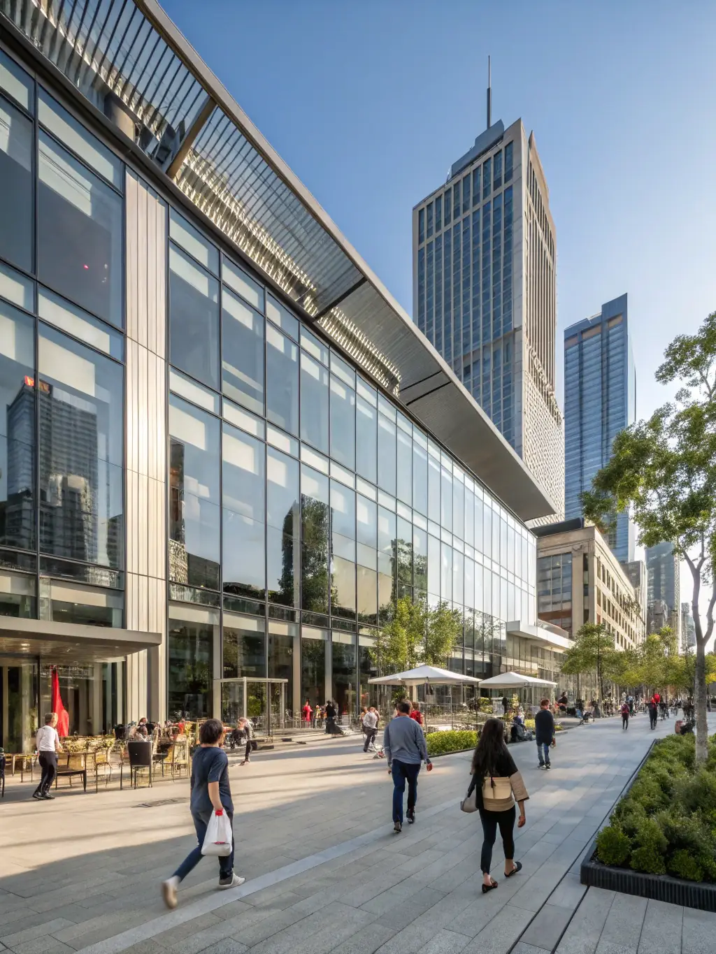 A modern office building in a bustling downtown area, symbolizing Dynasty Acquisitions' focus on prime commercial properties.